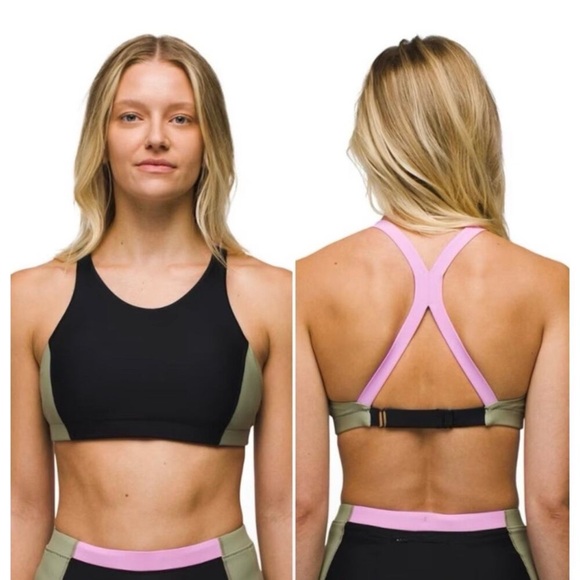 Prana Baja Bound Bikini Top Women's L Black Color Block‎ NWOT - Picture 1 of 12